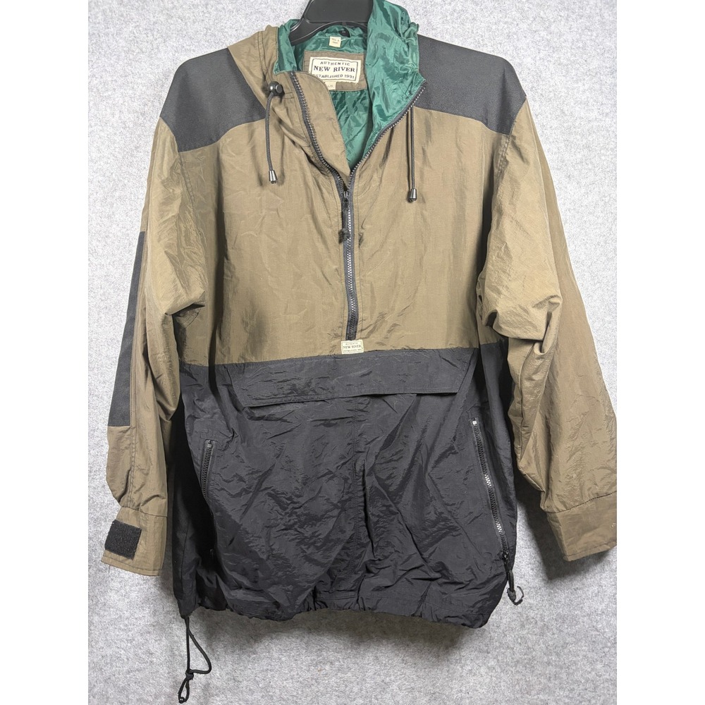 Authentic New River Mens Colorblock Half Zip Anorak Jacket‎ Brown Black Large